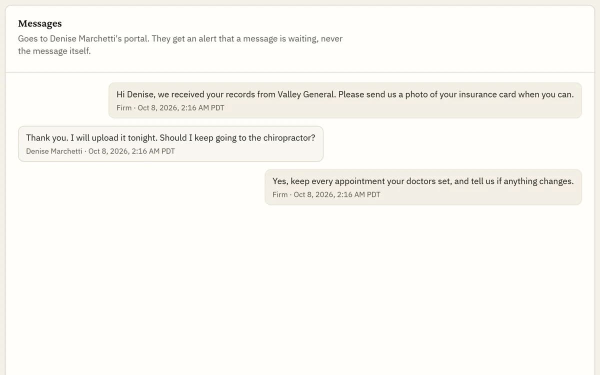 A screen from Brennick: Client portal